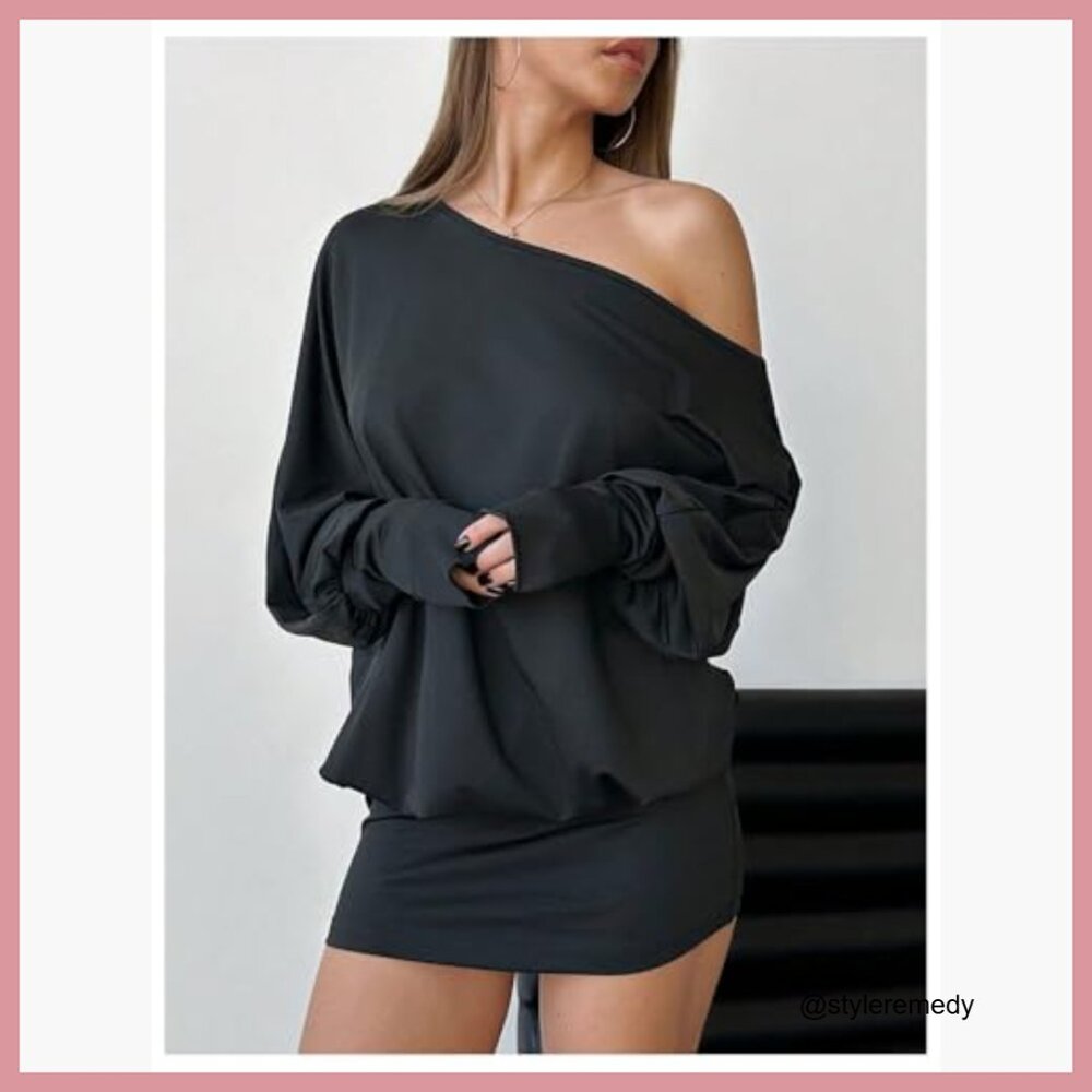 Polyester Elastane Off Shoulder Long Sleeve Bodyc… - image 4
